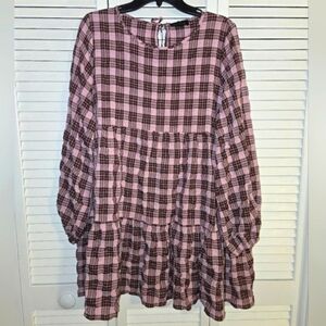 QED LONDON Women's sz 14 Long Sleeve Plaid Dress